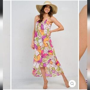 119 Floral Maxi Dress High Low Hem